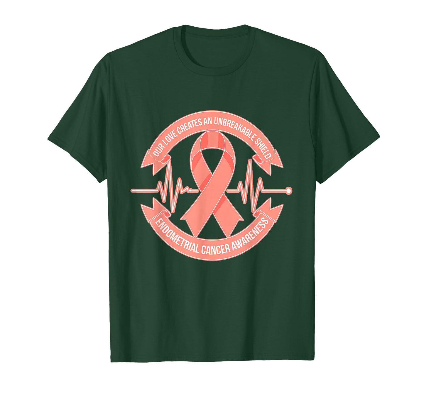 Endometrial Cancer Awareness Peach Ribbon T-Shirt
