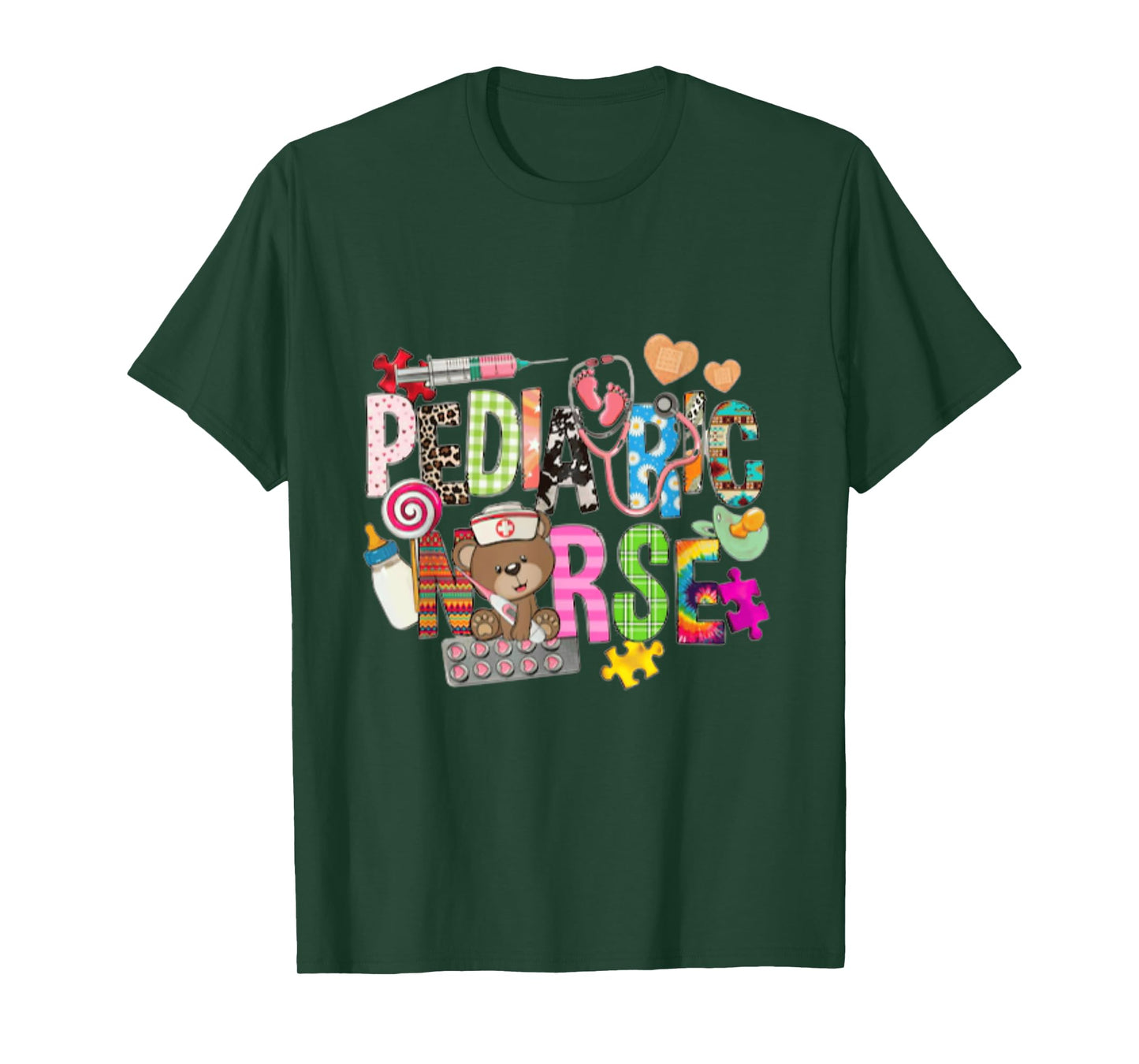 Pediatric Nurse Cute Colorful Bear Funny pediatric nurses T-Shirt