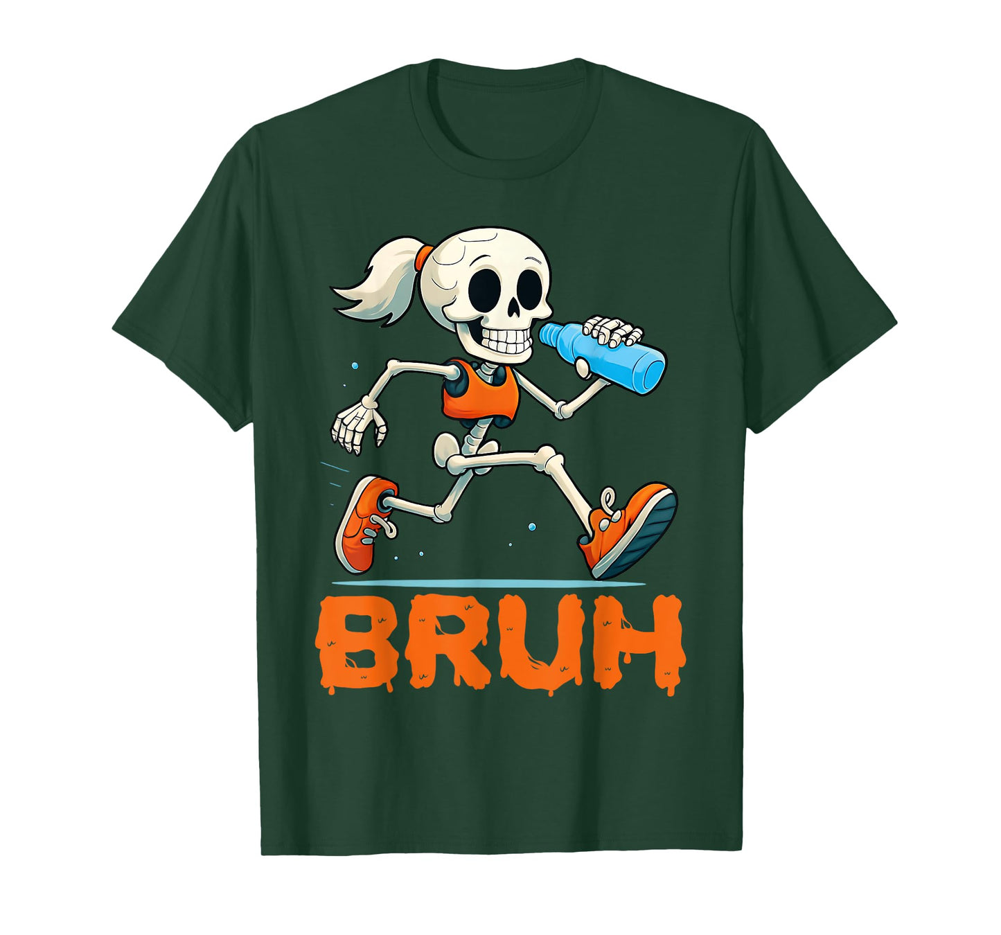 Bruh Running Skeleton Halloween Costume Spooky Runners Lover T-Shirt