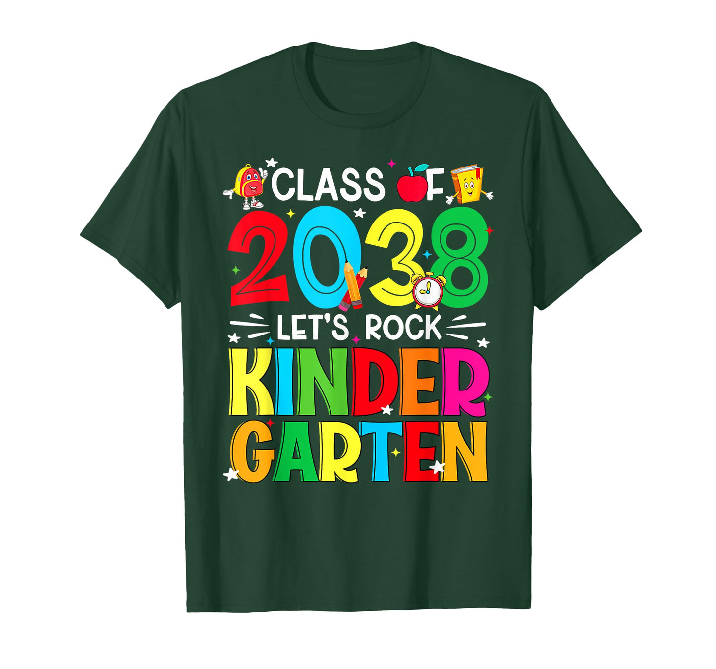 Class Of 2038 Let's Rock Kindergarten First Day Of School T-Shirt