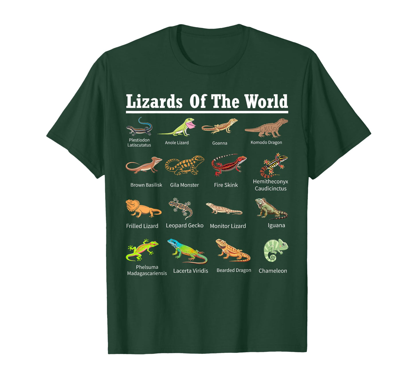Types of Lizards of the World Reptile Herpetology Lizard T-Shirt