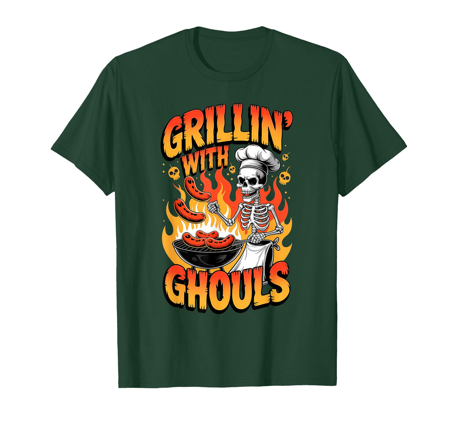 Grillin´with Ghouls Funny BBQ Skeletons Halloween T-Shirt