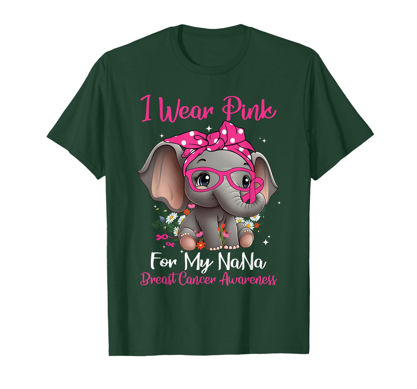 I Wear Pink For My Nana Breast Cancer Awareness Day Elephant T-Shirt
