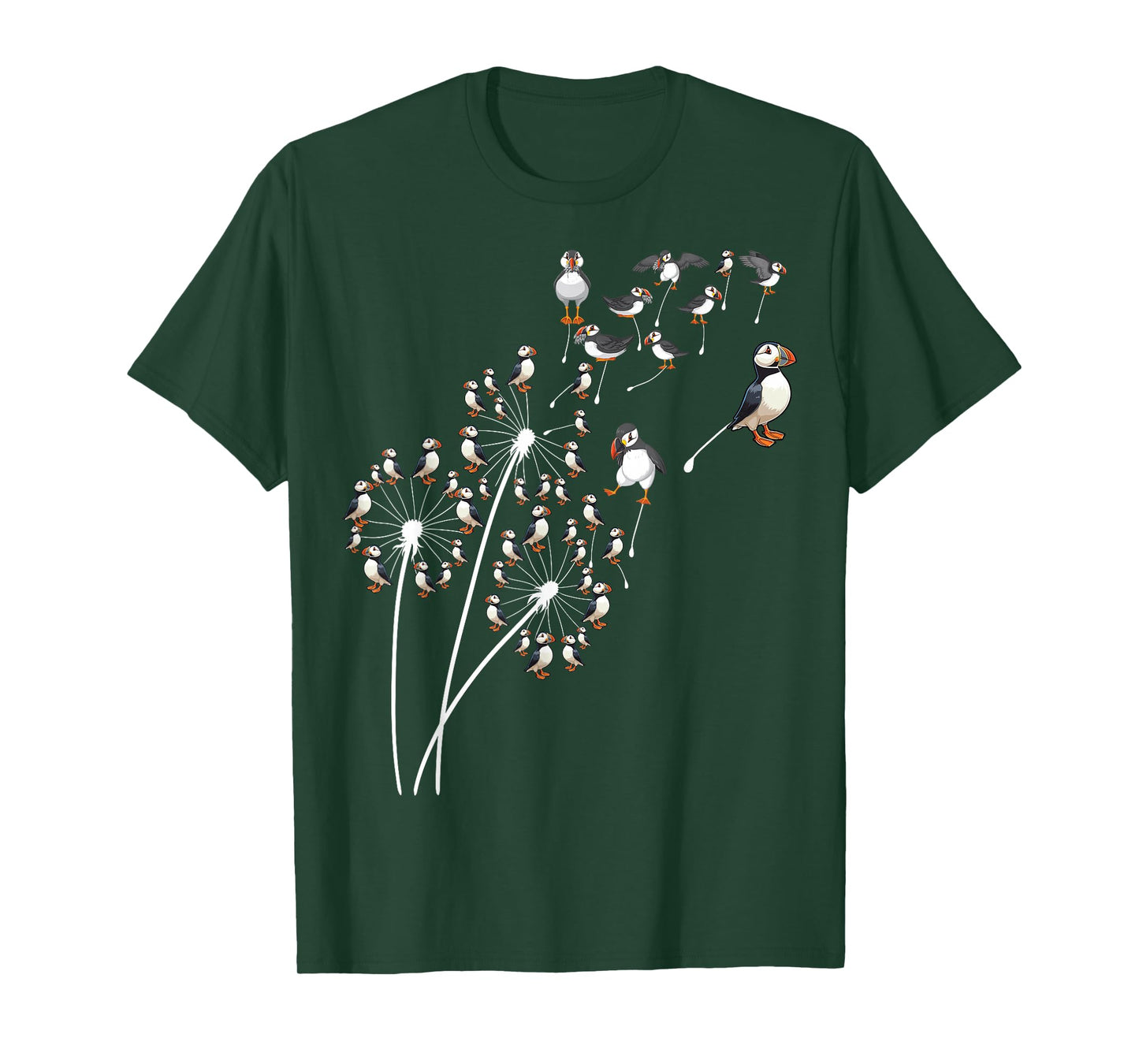 Dandelion Puffin Flower, Floral Puffin Tree T-Shirt