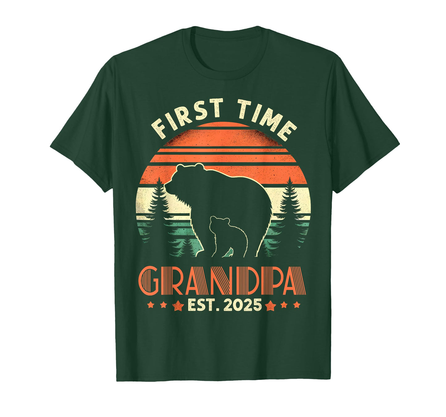 First Time Grandpa Est 2025 for New Dad Funny Fathers Day T-Shirt