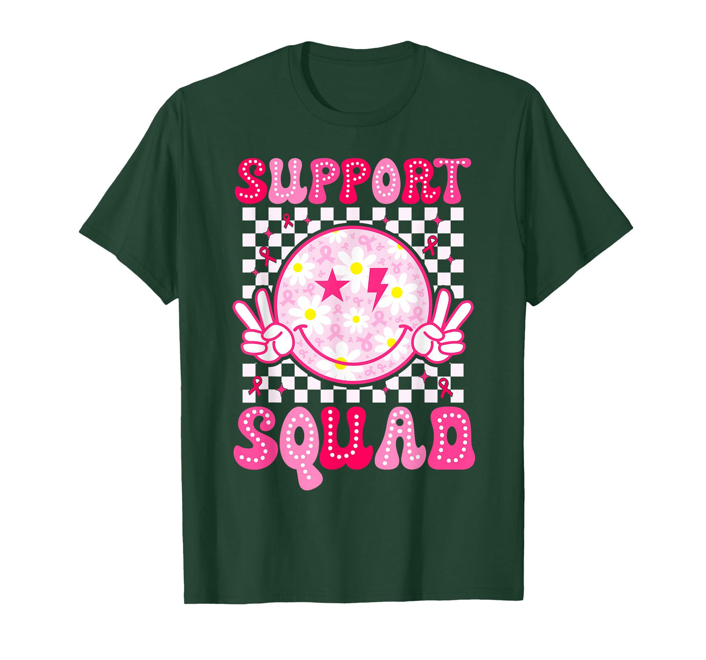 Support Squad Breast Cancer Awareness Pink Ribbon Smile Face T-Shirt
