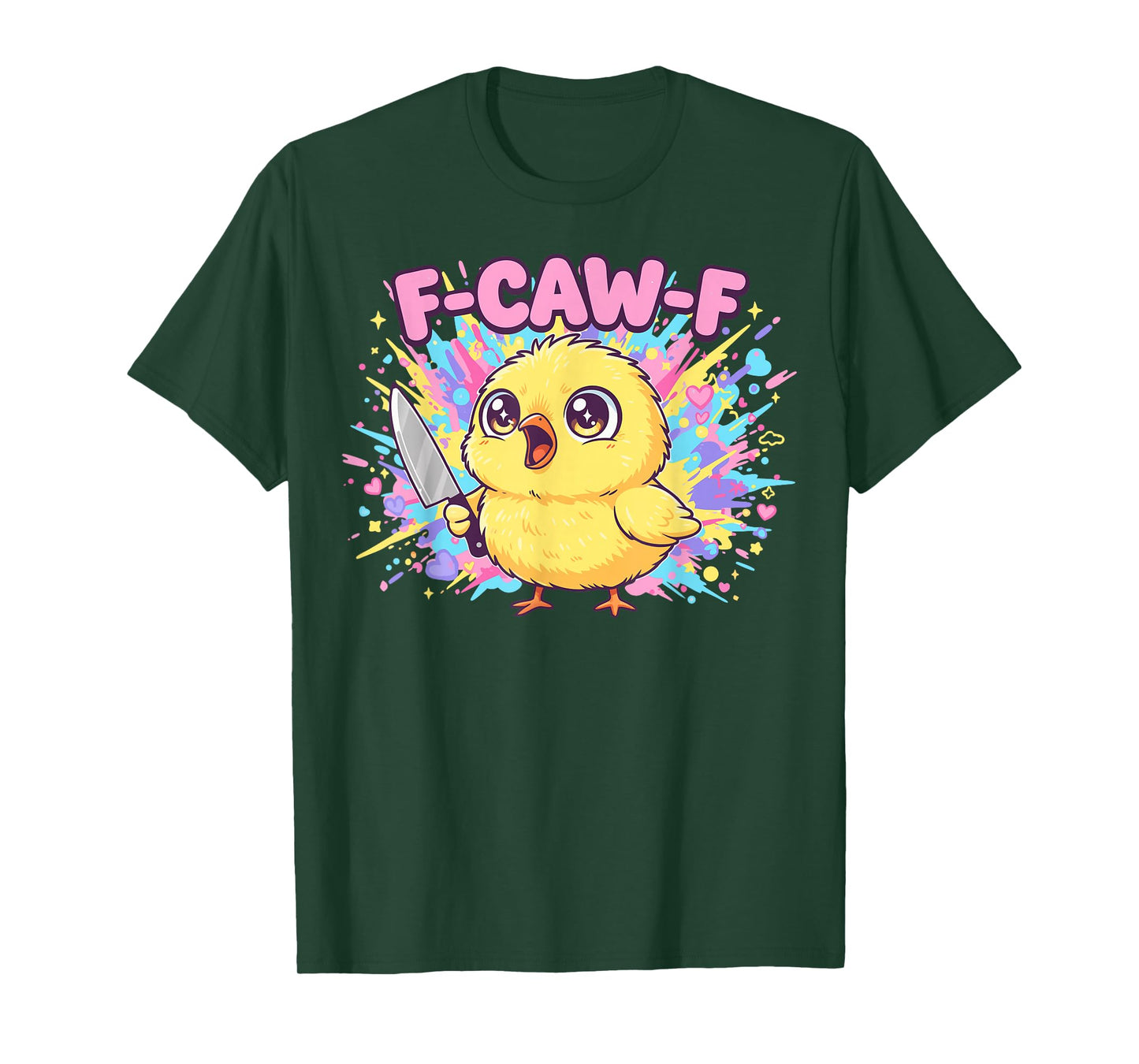 FCAWF Kawaii Funny Crazy Knife Chicken F-CAW-F Chick T-Shirt