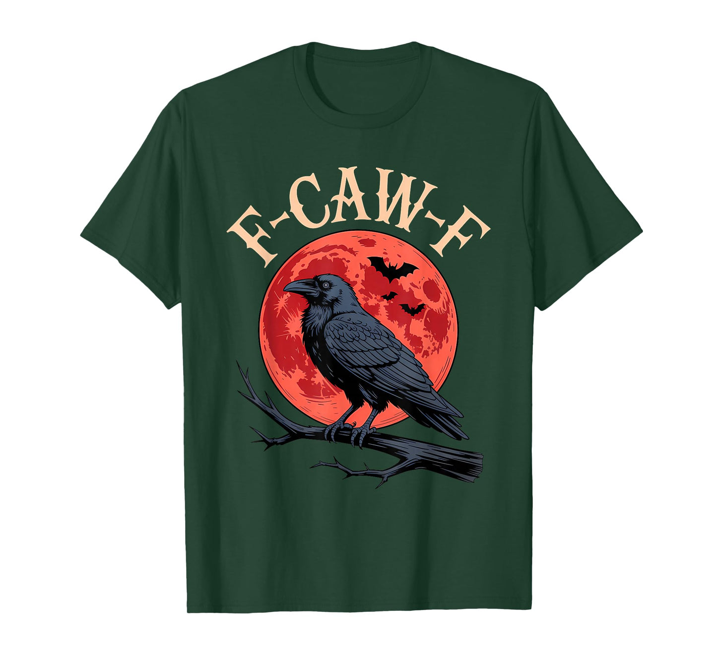 F-CAW-F Creepy Raven Crow Humor Gothic Moon T-Shirt
