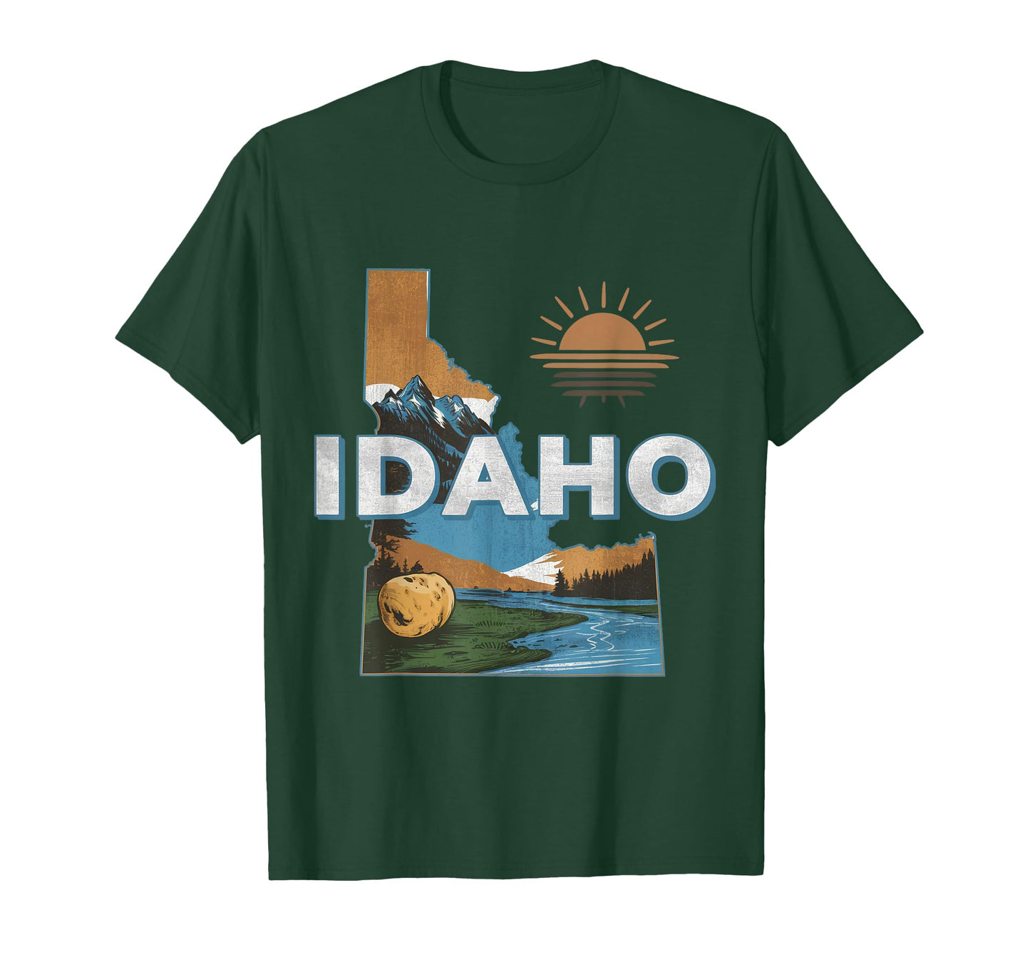 Idaho USA State Potato Mountains Scenic River Souvenir T-Shirt