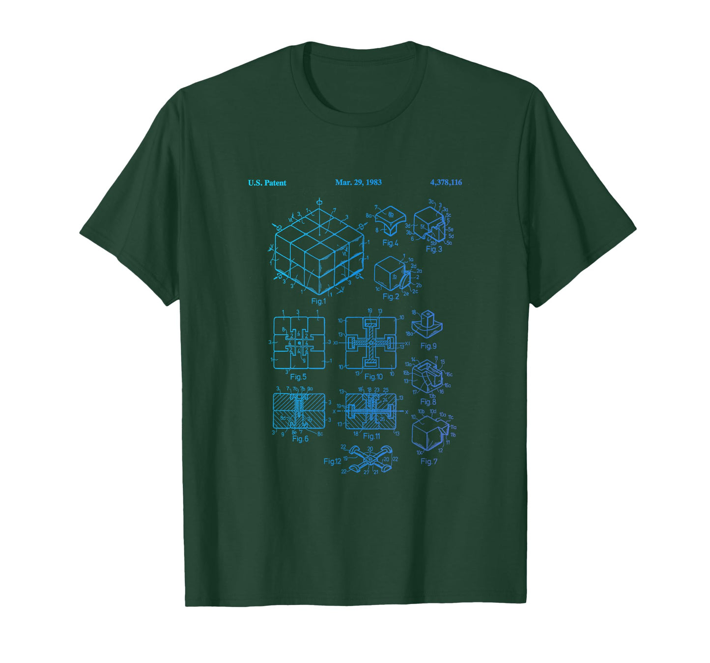 Competitive Puzzle Cube Rubik Patent Speed Cubing Retro Math T-Shirt