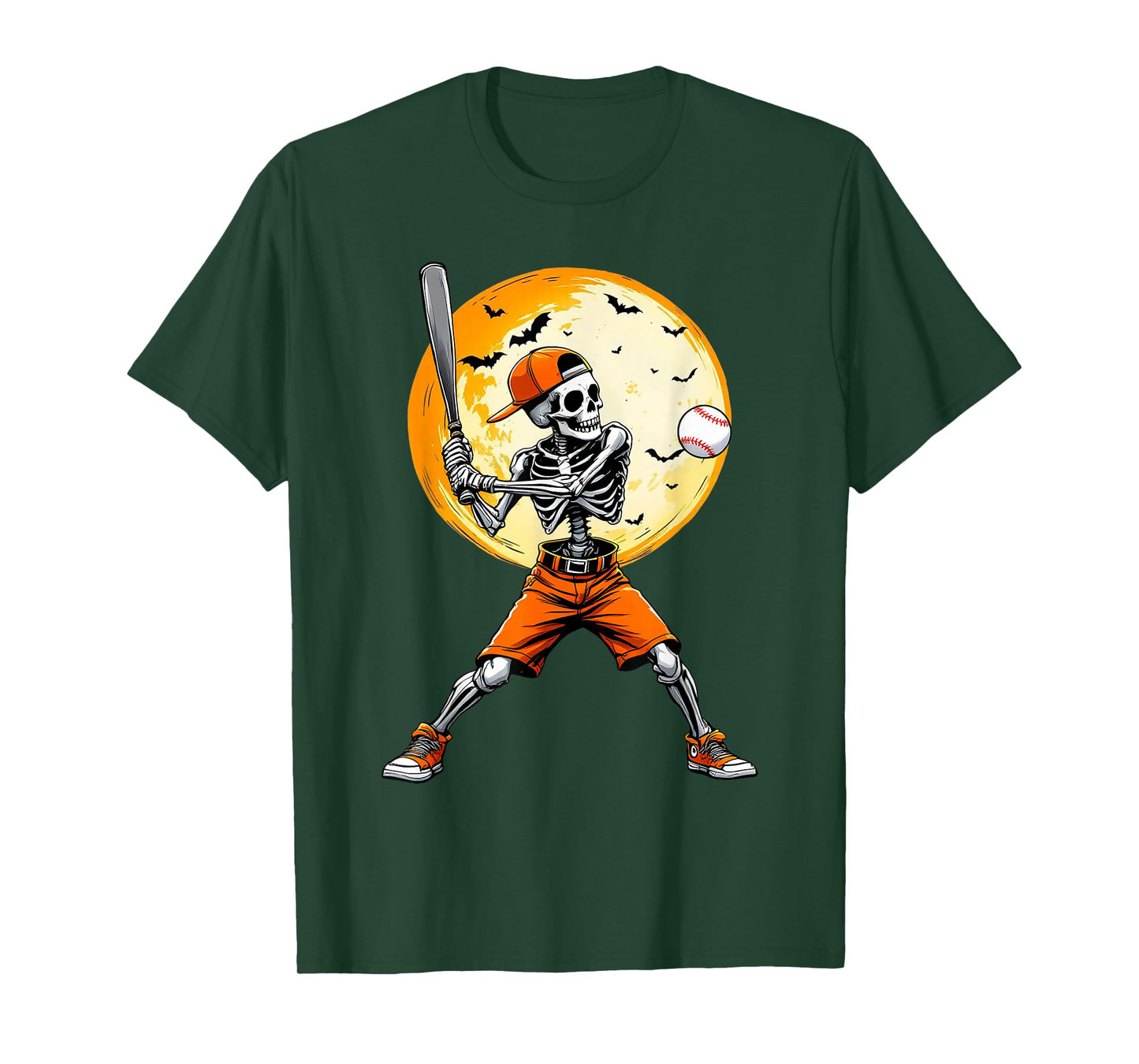 Funny Spooky Skeleton Baseball Tee | Boys & Kids Halloween T-Shirt