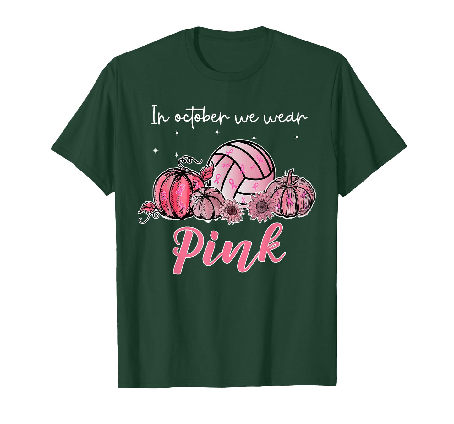In October We Wear Pink Volleyball Breast Cancer Awareness T-Shirt