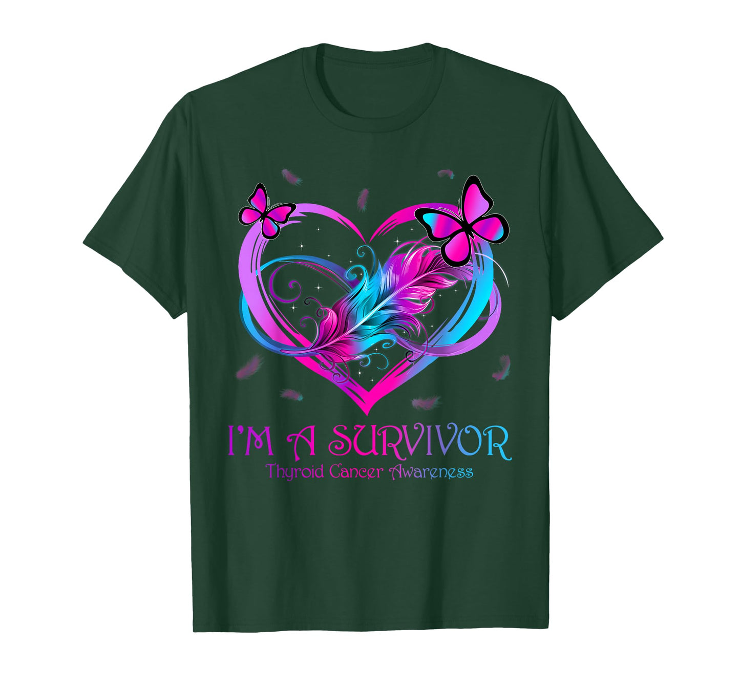 Butterfly Heart I'm A Survivor Thyroid Cancer Awareness T-Shirt