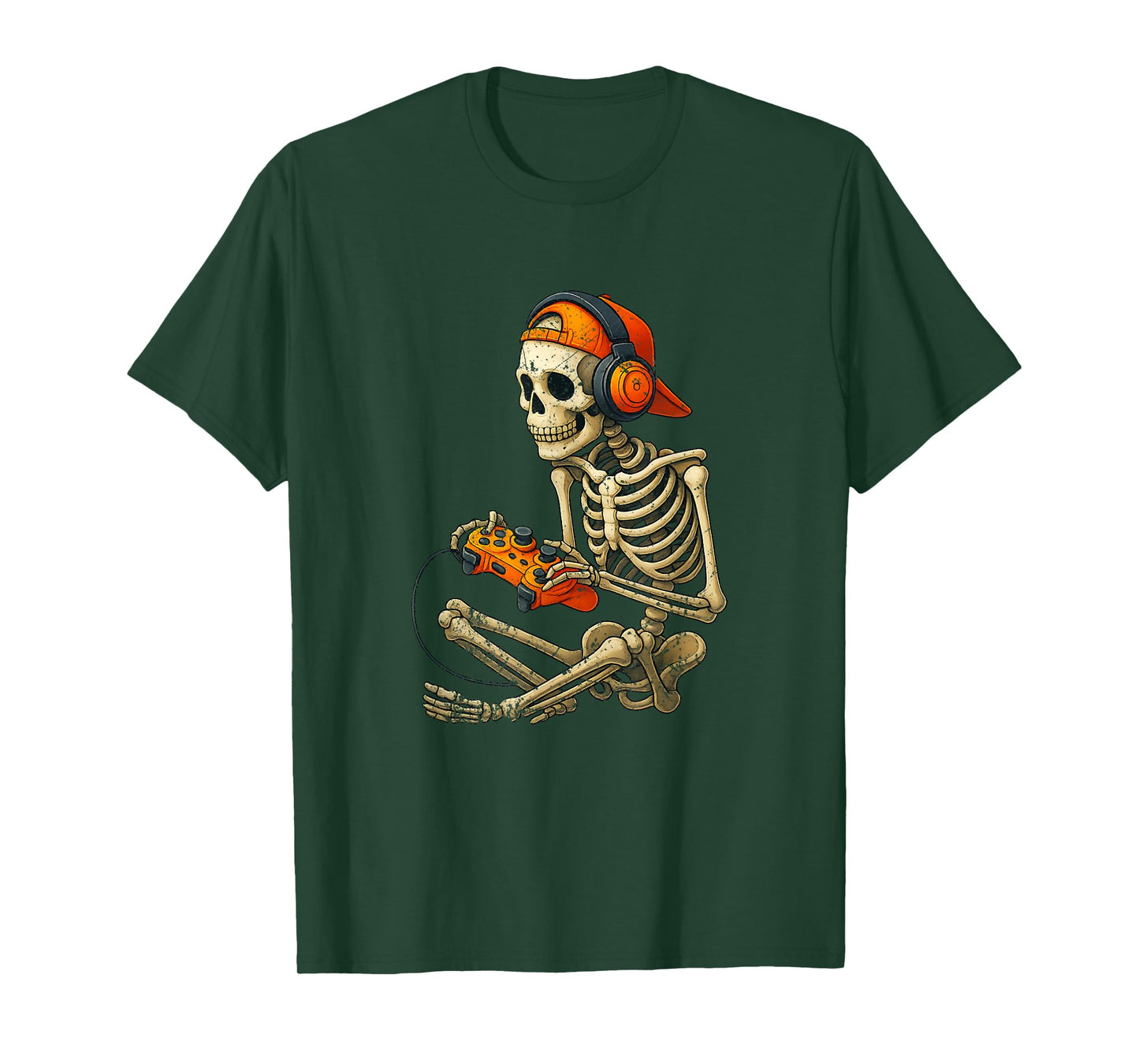 Cool Skeleton Gamer with Headphones and Controller T-Shirt