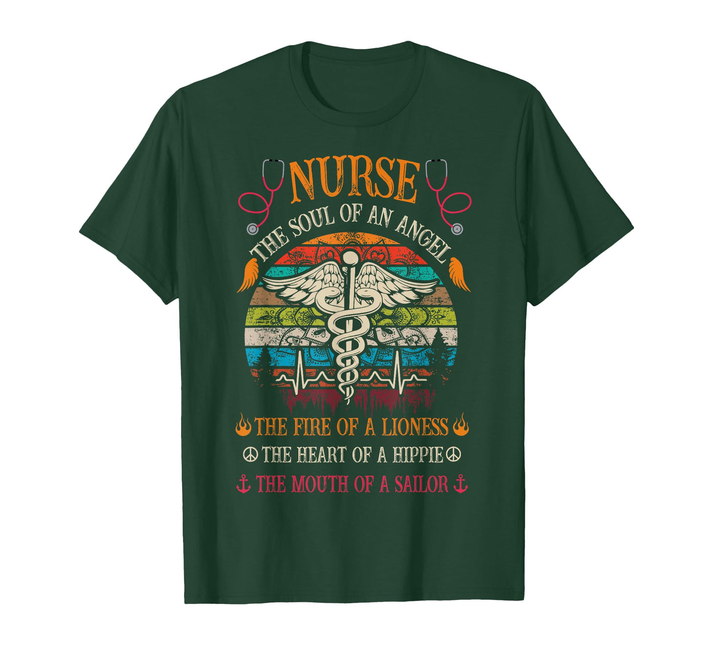 Nurse Soul Of An Angel Fire of A Lioness Vintage Hippie T-Shirt