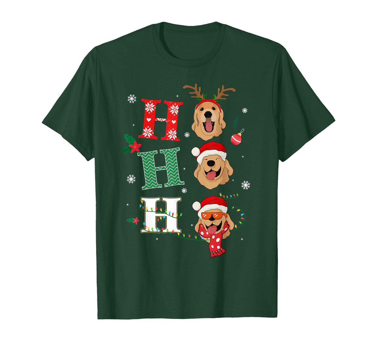 Ho Ho Ho Retrievers Golden Xmas Outfit Christmas Costume T-Shirt