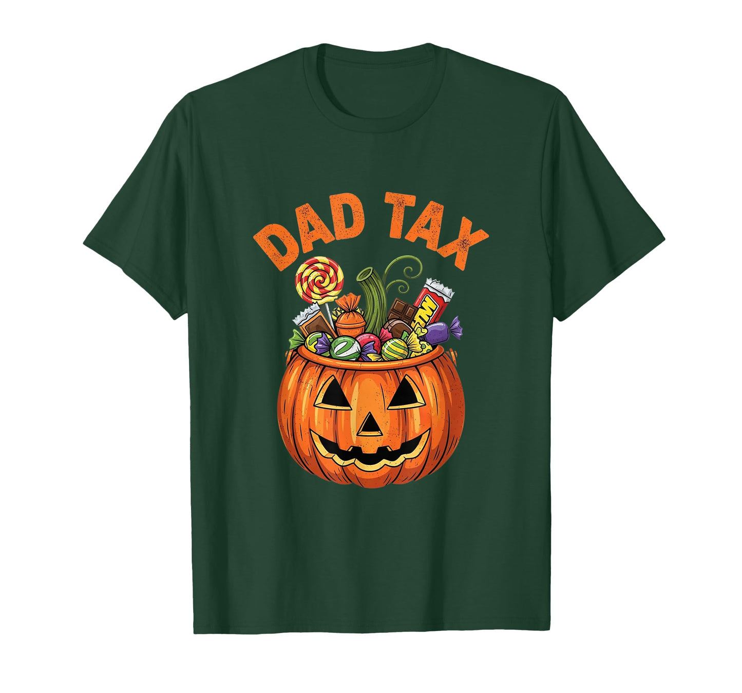 Dad Tax Skeleton Pumpkin Basket Funny Spooky Halloween Candy T-Shirt