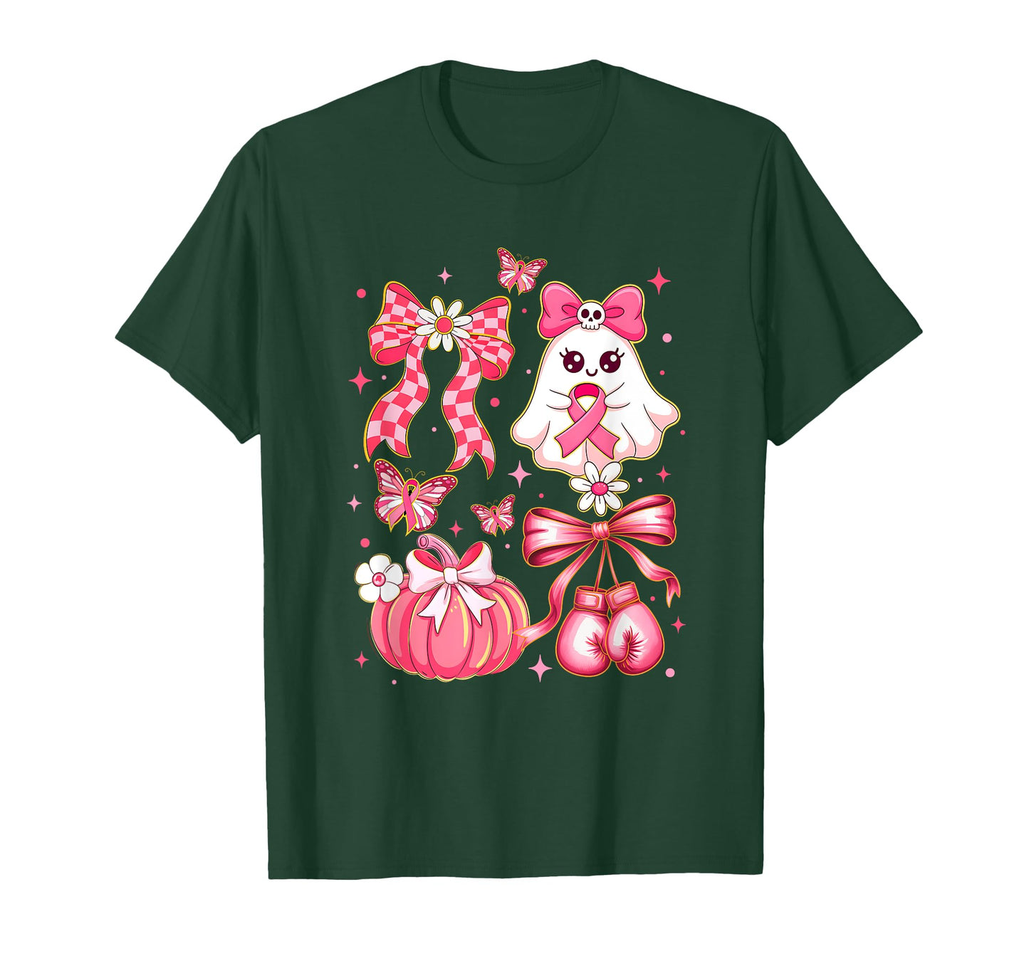 Breast Cancer Ghost Coquette Pink Ribbon Halloween Pumpkin T-Shirt