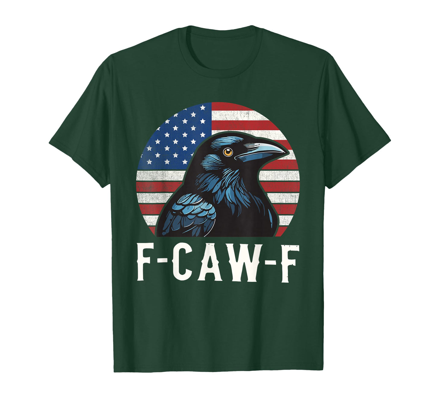 F-Caw-F Funny Crow Halloween Gothic USA Flag T-Shirt
