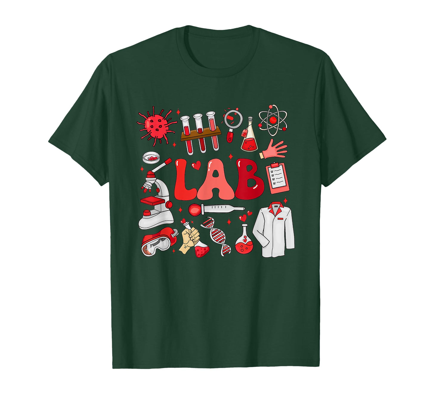 Retro Groovy Valentines Lab Tech Medical Laboratory Science T-Shirt
