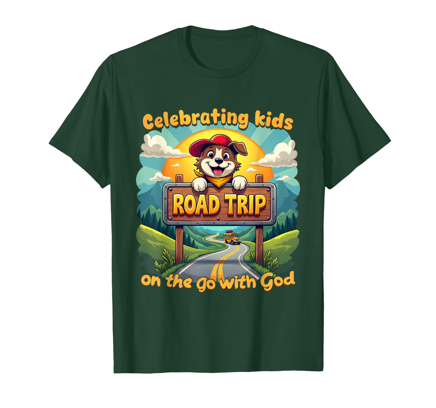 Road Trip Celebrating Kids On The Go Christian VBS 2025 T-Shirt