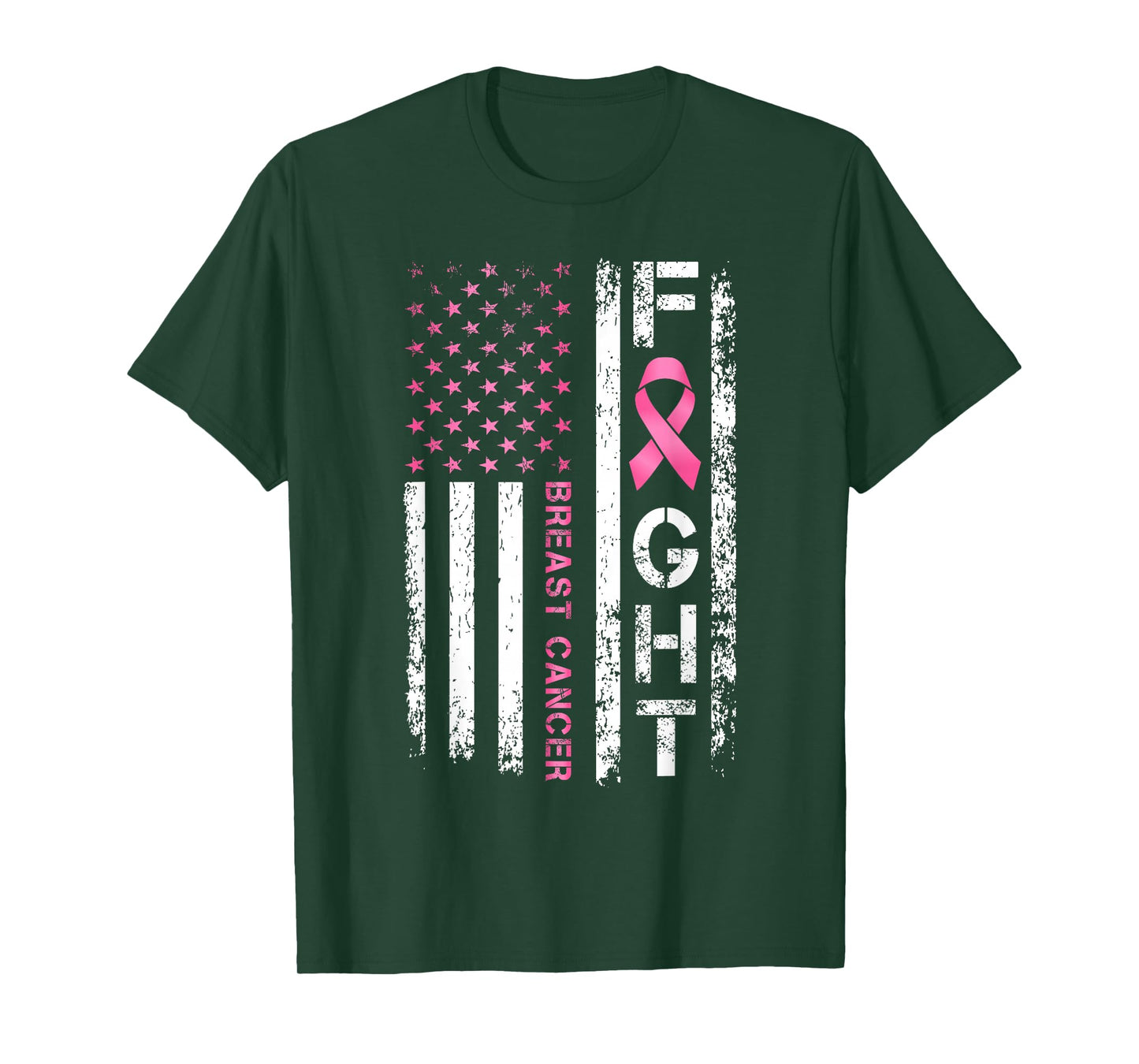 breast cancer awareness warrior american flag pink ribbon T-Shirt