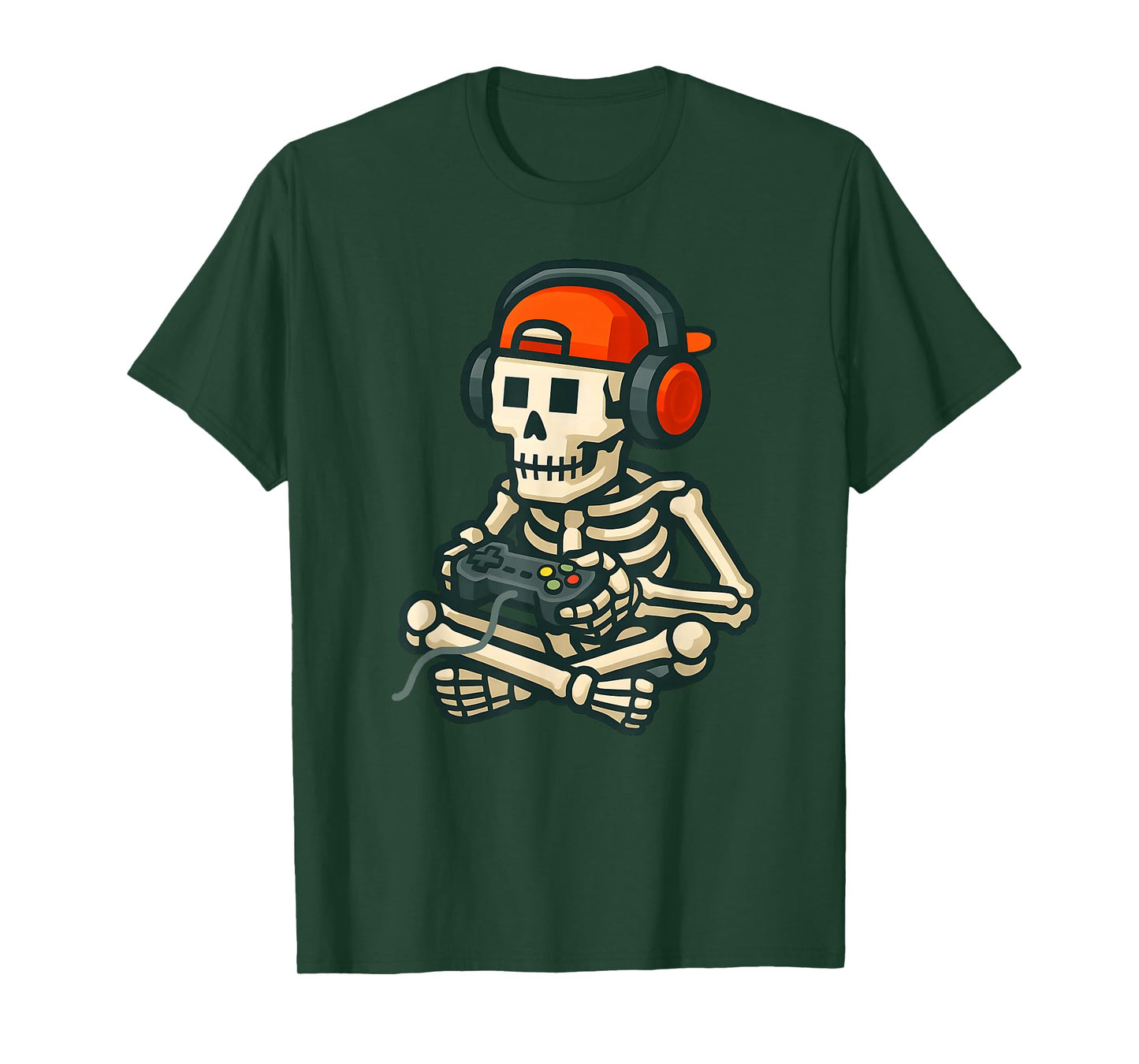Halloween Skeleton Gamer Funny Pixel Video Gaming Boys Kids T-Shirt