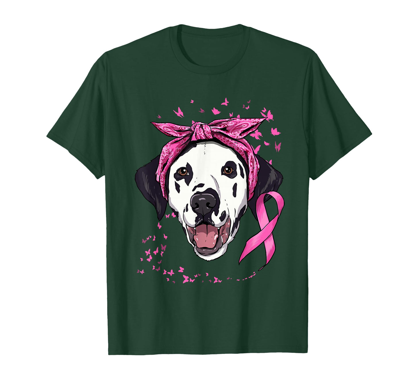 Dalmatian Pink Ribbon Breast Cancer Awareness Survivor T-Shirt