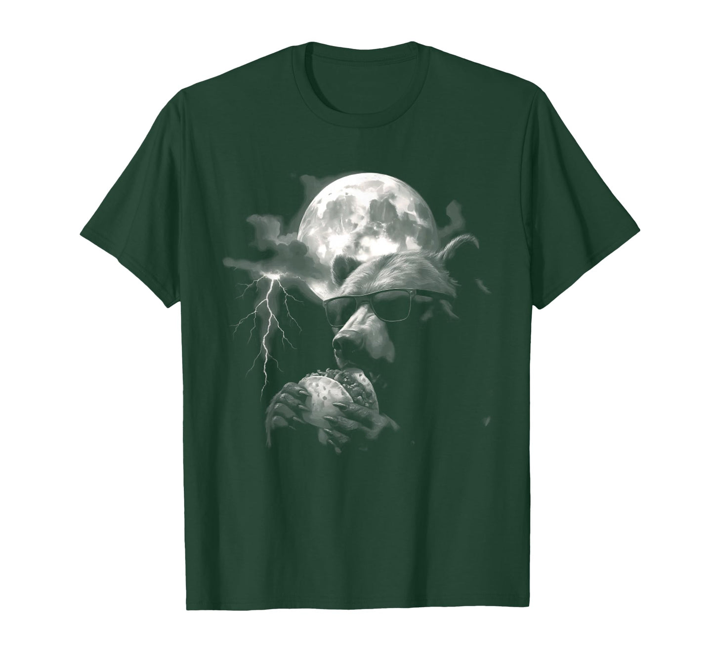 Bear Eating Taco Moon - Funny Weird Trashy Cursed Meme T-Shirt