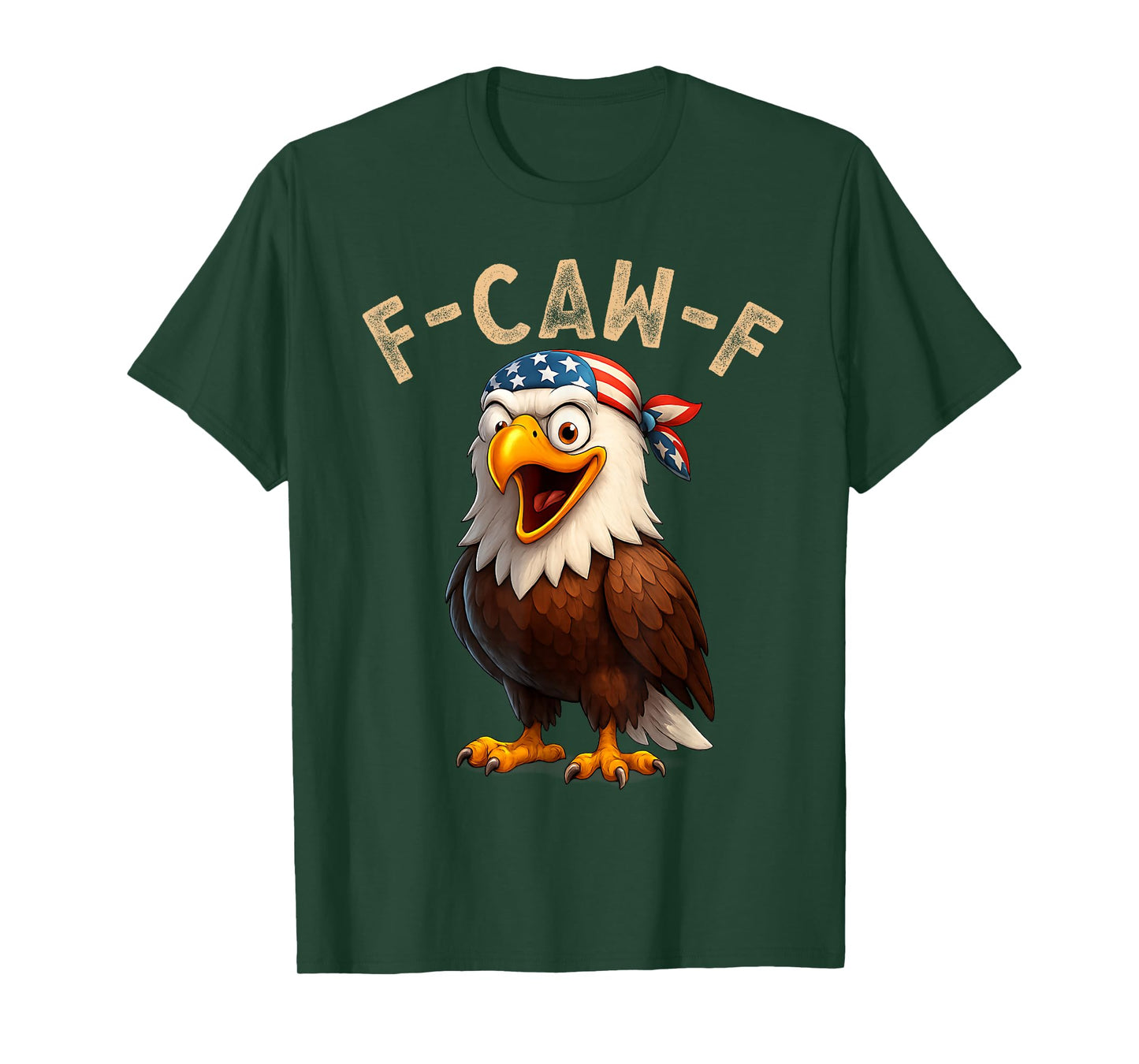 F-Caw-F Eagle FCAWF Humour US Flag Bandana Funny Bald Eagle T-Shirt