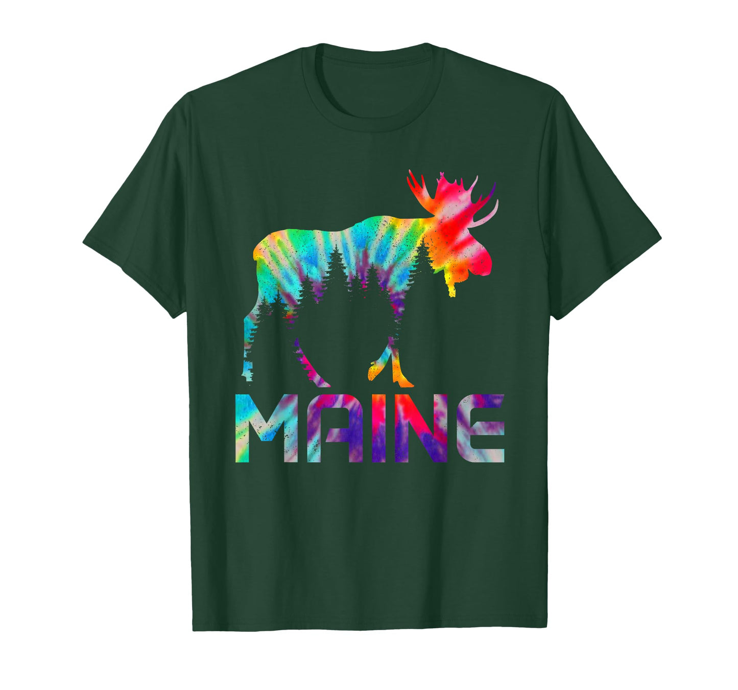 Maine Vintage Tie Dye Souvenir Elk T-Shirt
