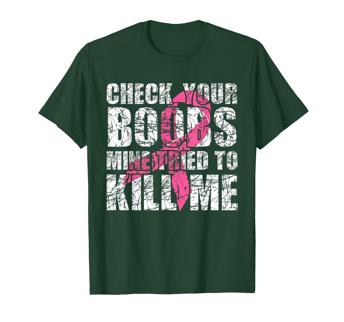 Check Your Boobs Mine Tried To Kill Me Breast Cancer Women T-Shirt