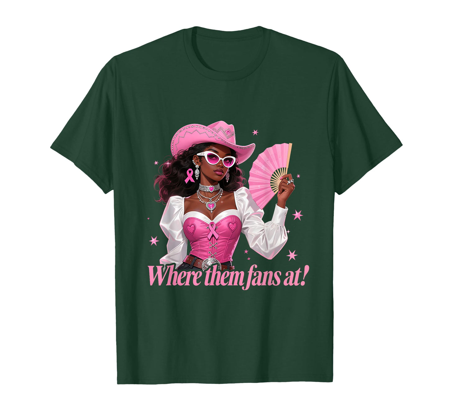 Pink Cowgirl Fan Funny Breast Cancer Support Look T-Shirt