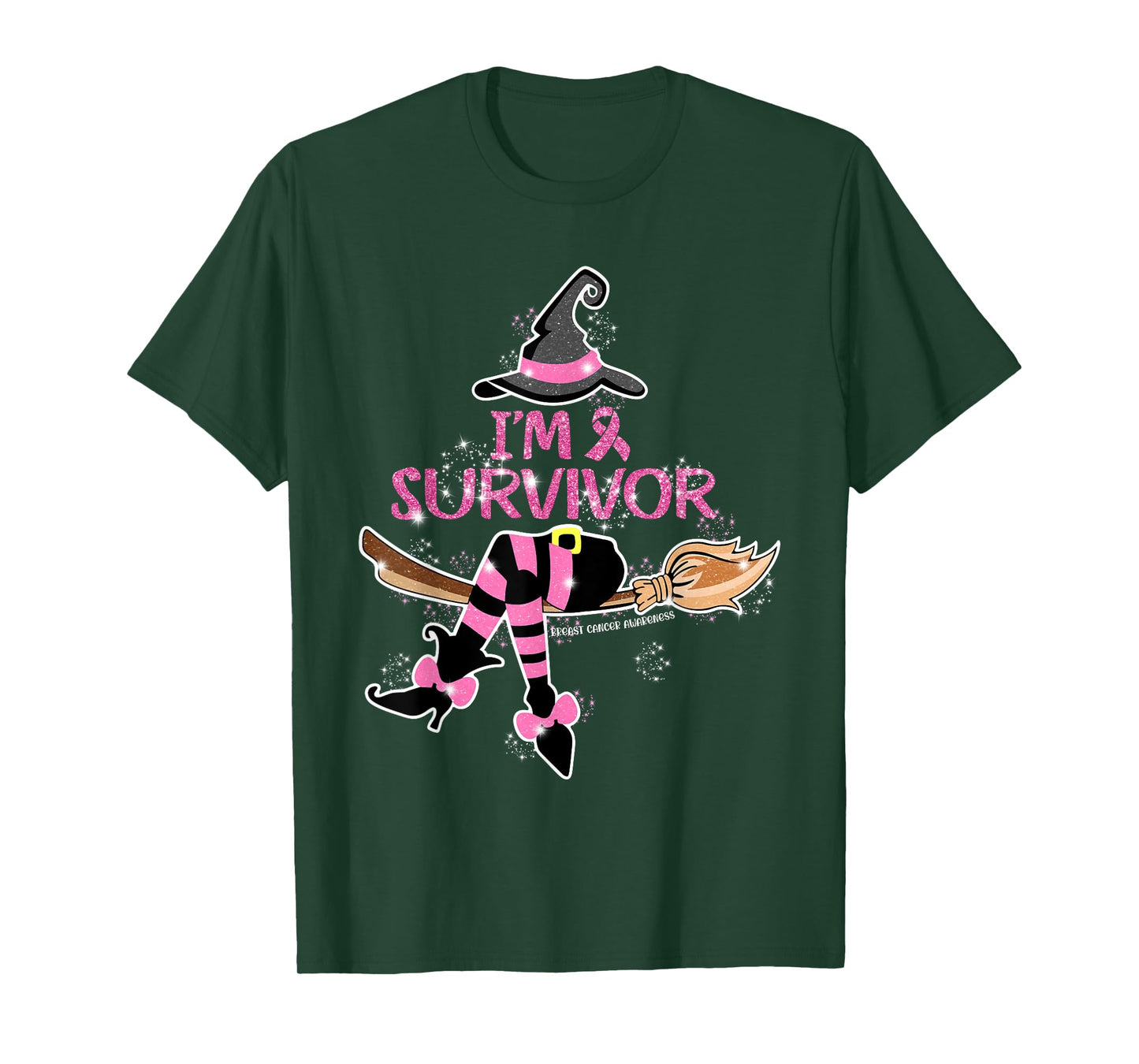 Witch I'm A Survivor Halloween Breast Cancer Awareness Women T-Shirt