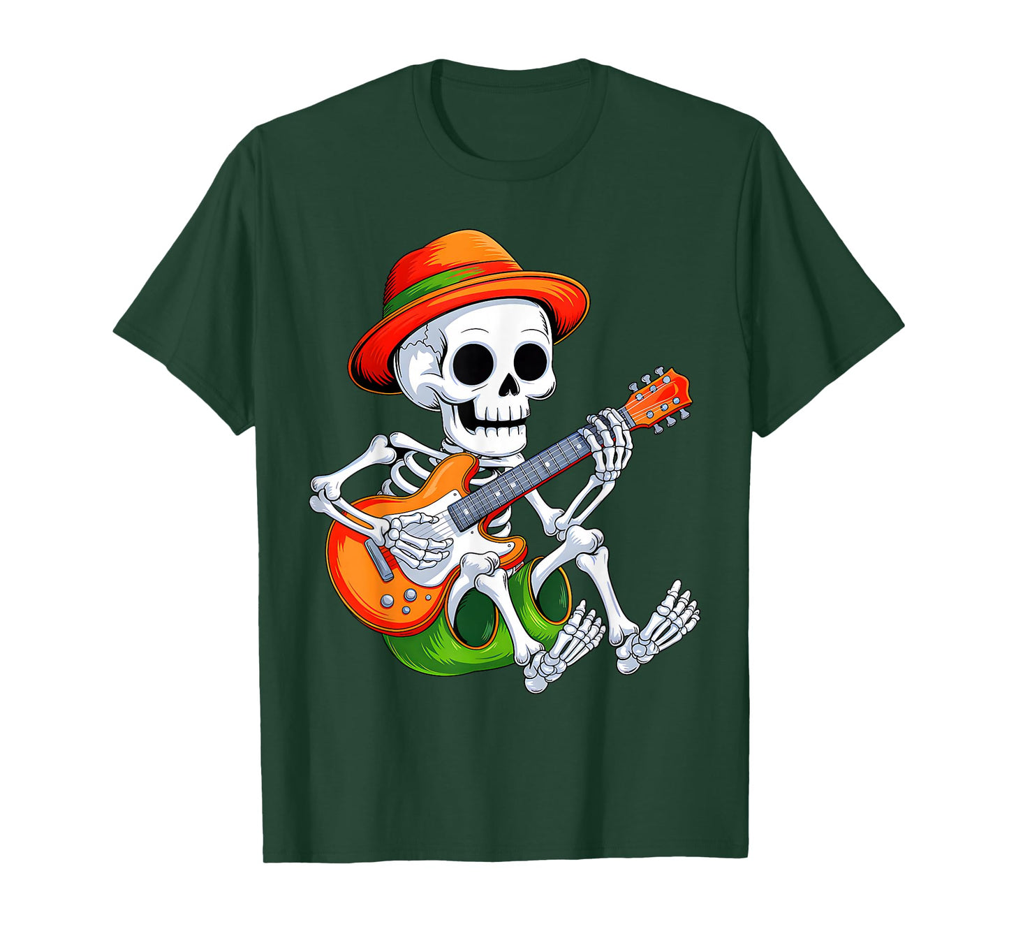 Skeleton Playing Electric Guitar Rock Halloween Men Boys Kid T-Shirt