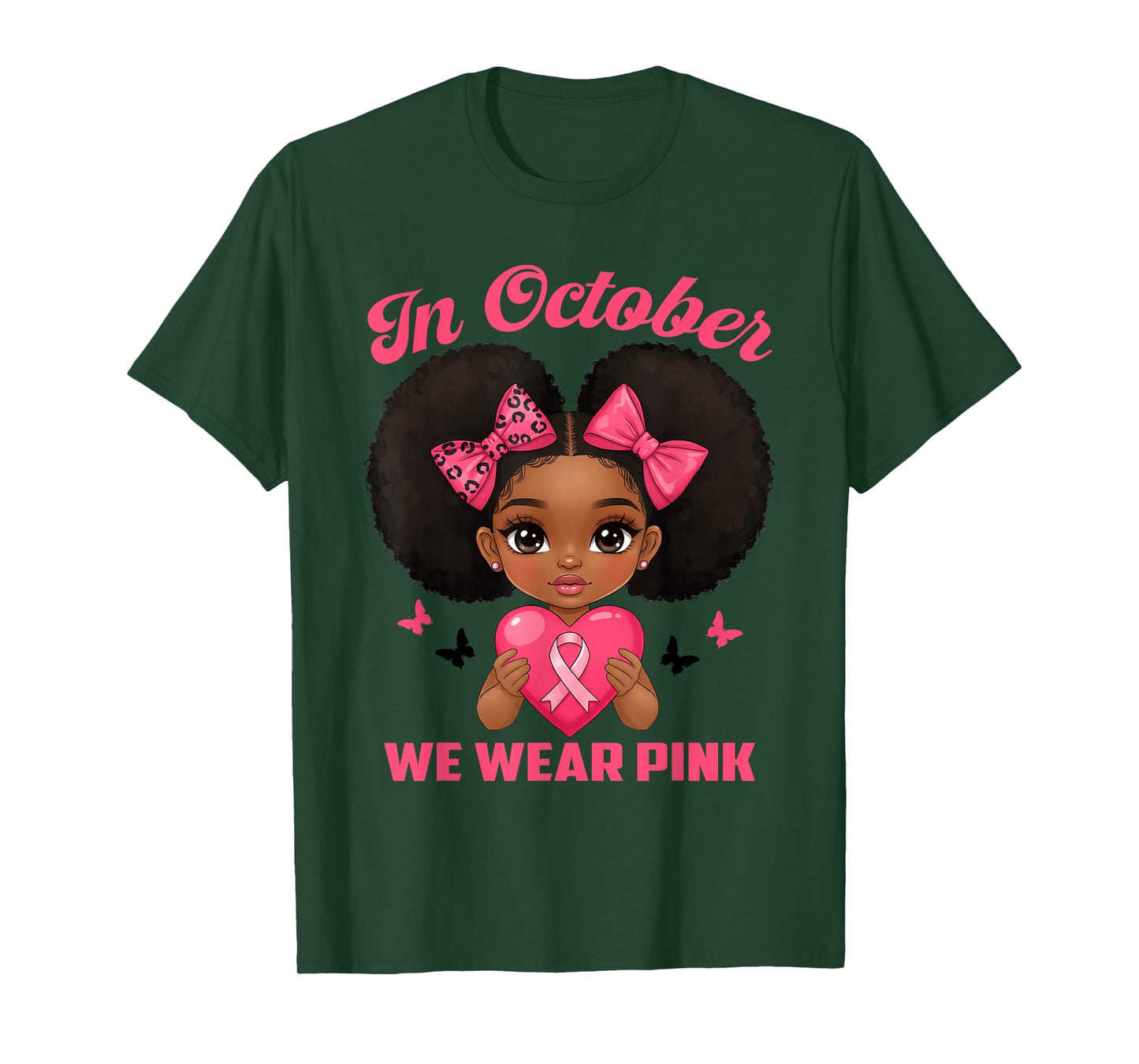 Messy Bun in October We Wear Pink Girls Toddlers T-Shirt