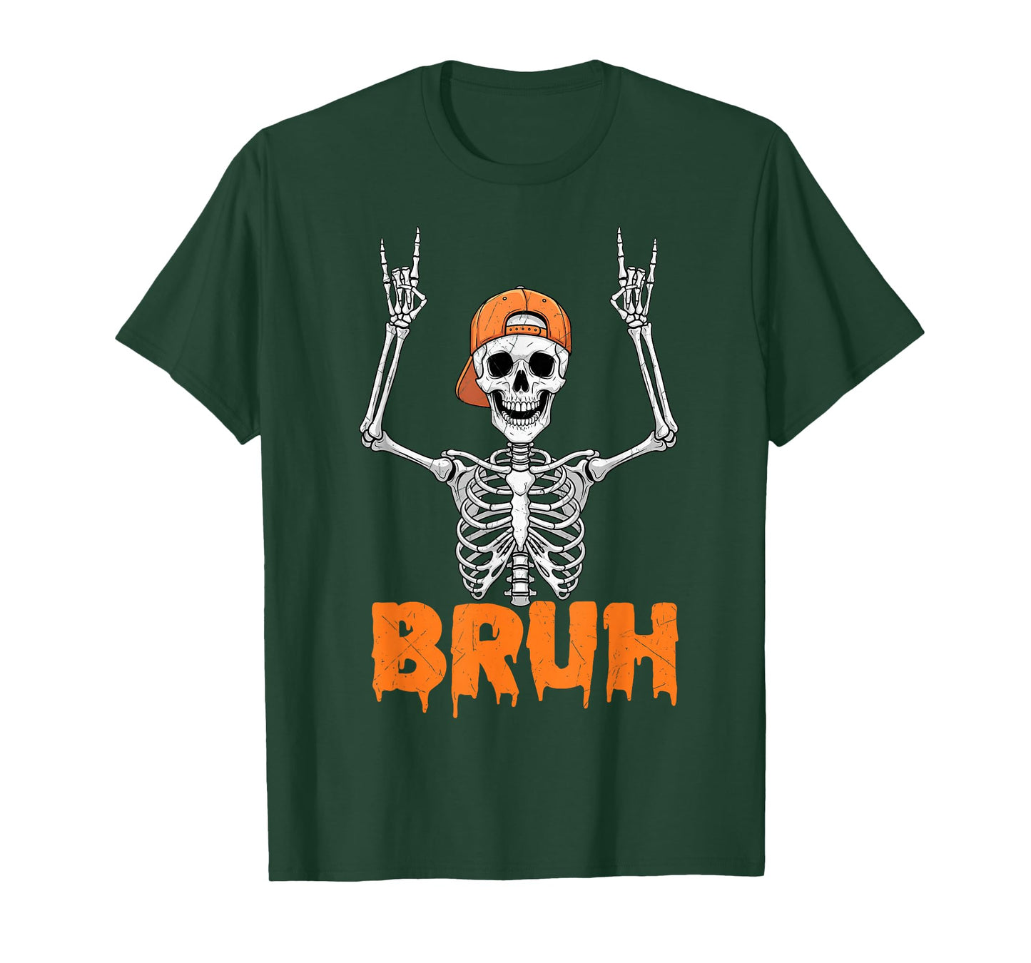 Bruh Punk Rock Skeleton Cool Rocker Halloween Men Boys Kids T-Shirt