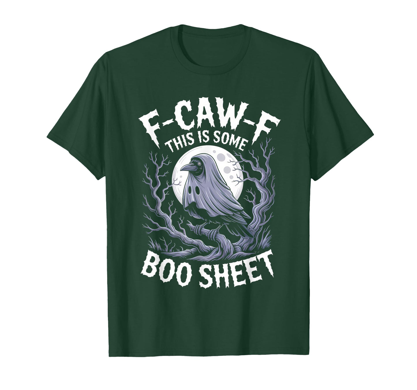 Black Crow F-Caw-F Boo Sheet Halloween Gothic Adult Costume T-Shirt