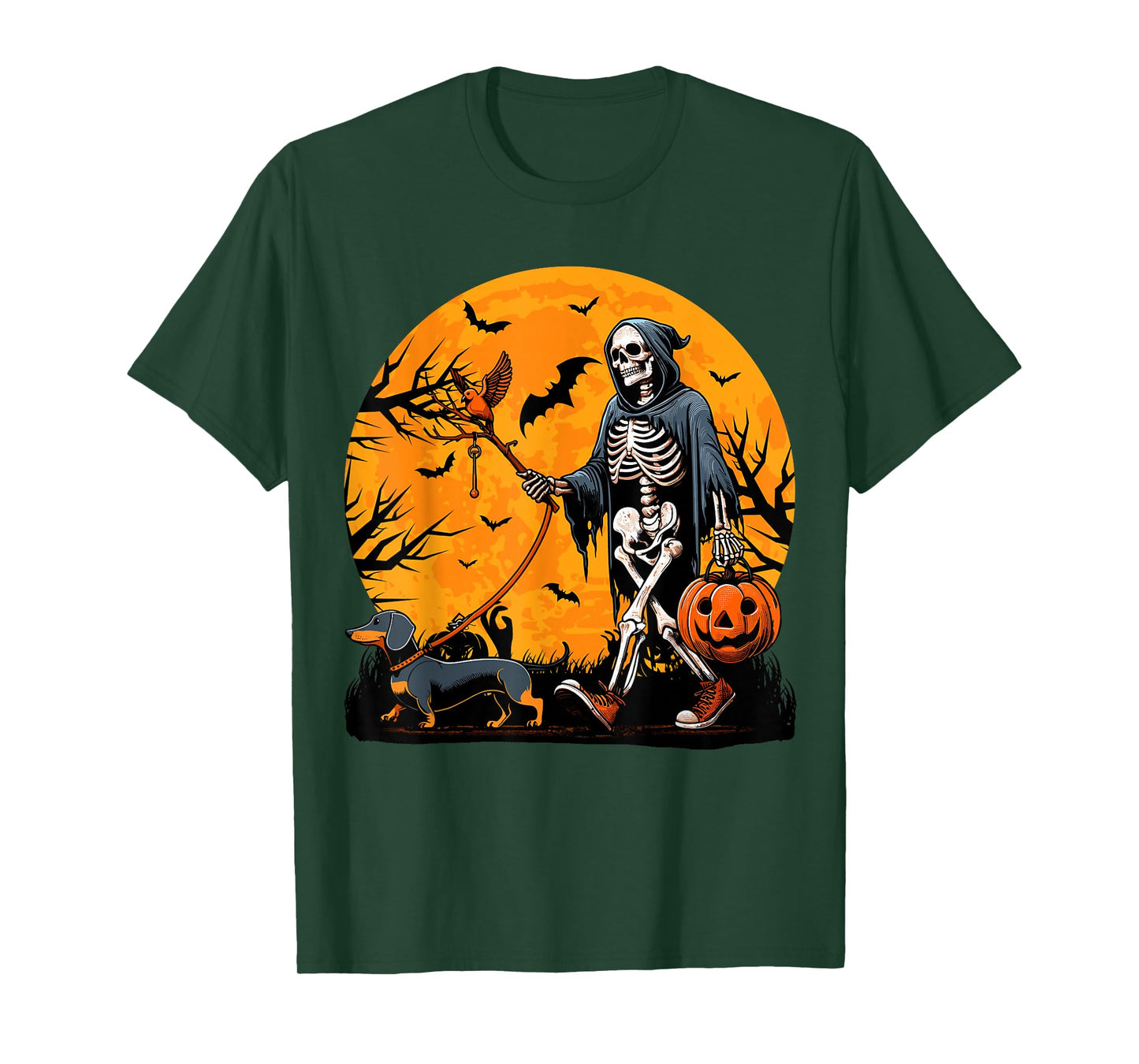 Halloween Dog Skeleton Leads Dog Halloween Dachshund T-Shirt