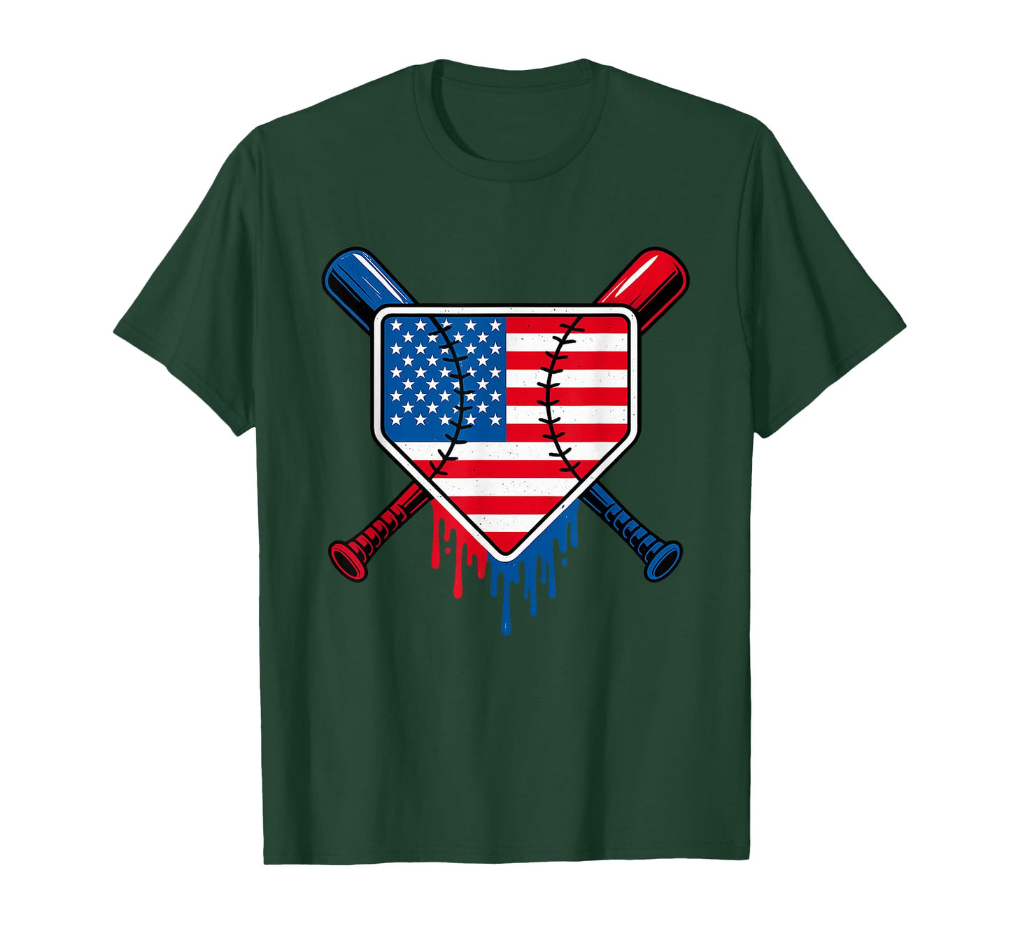 Baseball Drip Boys Ice Cream Patriotic American Flag T-Shirt