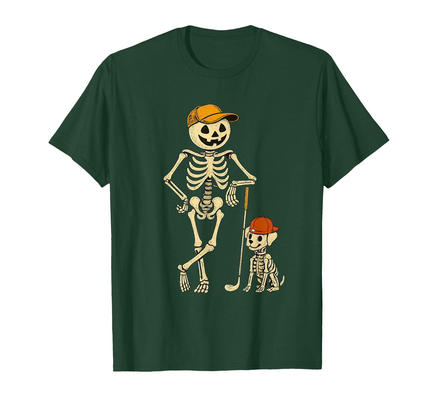 Funny Halloween Skeleton Golfer&Dog Caddy for Golf Pet Fans T-Shirt