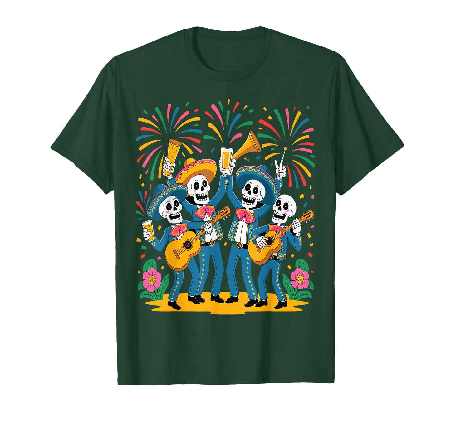 Skeletons Dancing Mexican Day of The Dead Dia de Muertos T-Shirt