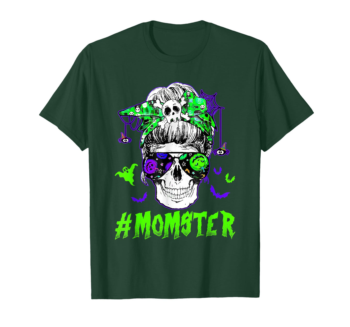 Momster Halloween Costume Skeleton Messy Bun Mother Coffee T-Shirt