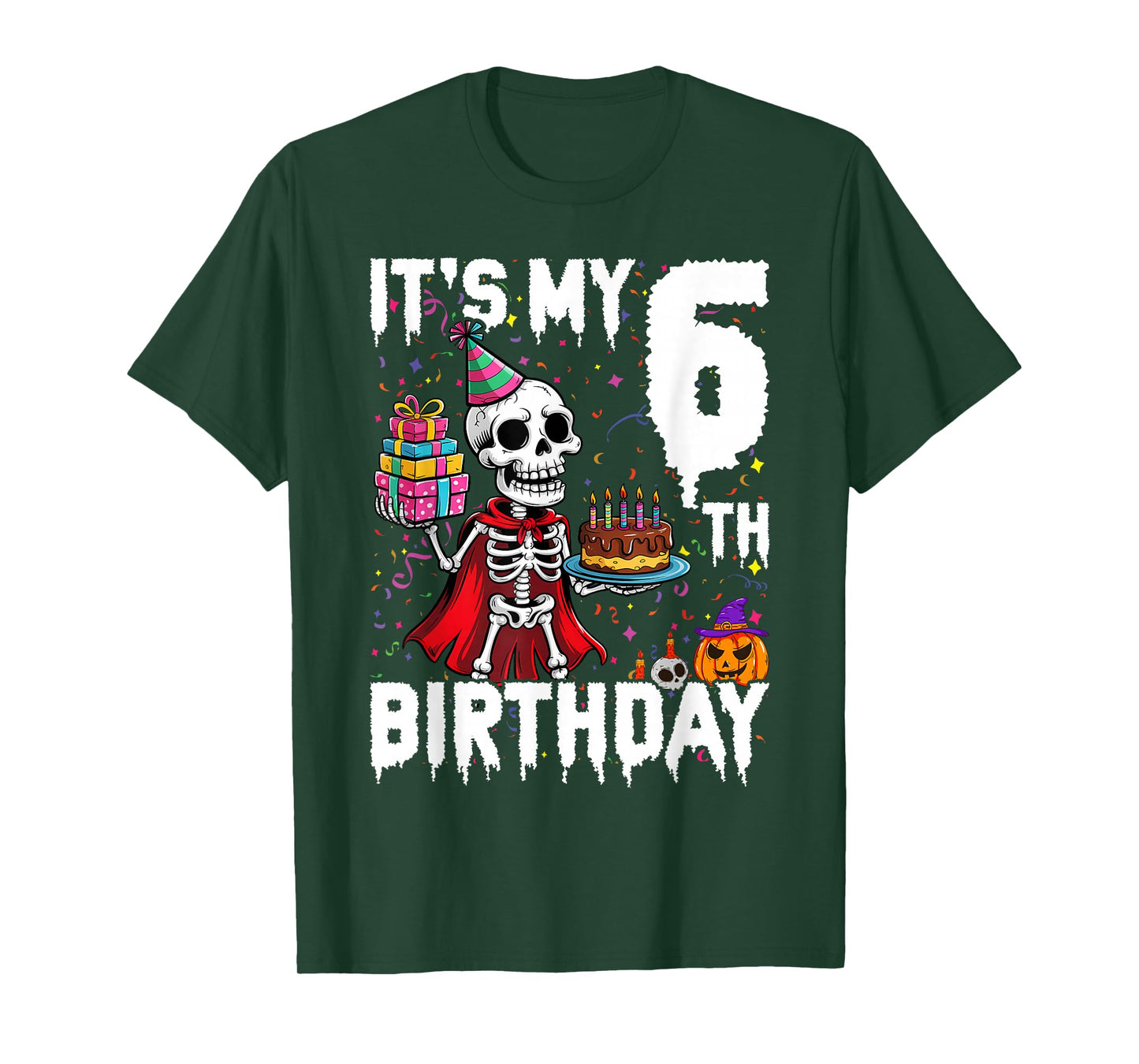 It's My 6th Birthday Party Halloween Skeleton T-Shirt