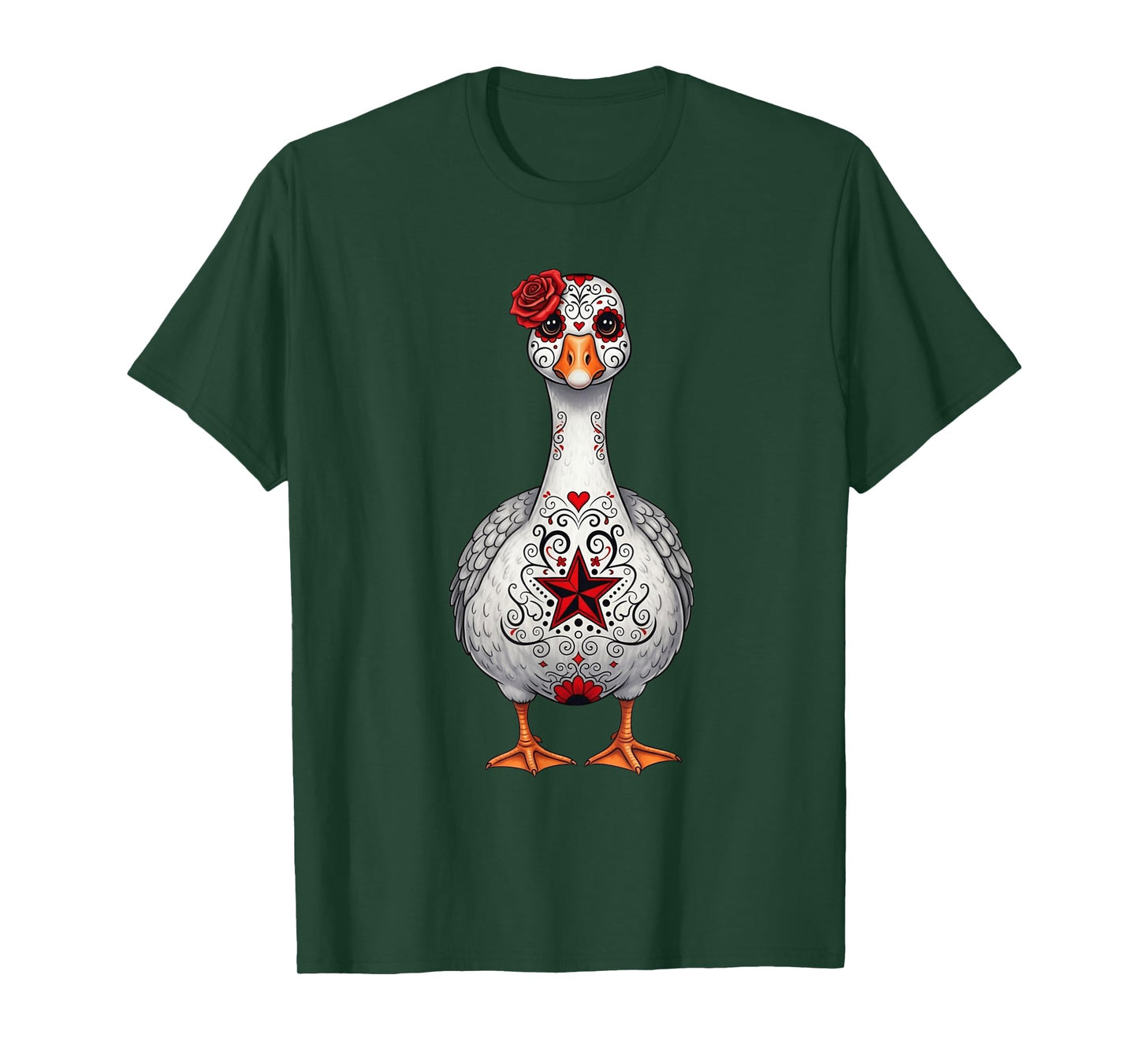 Cute Sugar Skull Goose Halloween Graphic T-Shirt