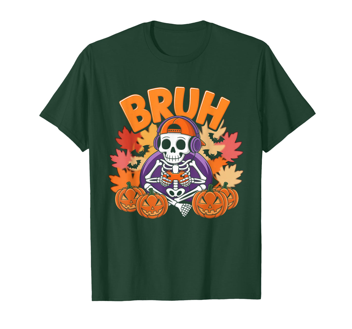 Halloween Skeleton Video Gaming Gamer Men Teens Youths Boys T-Shirt