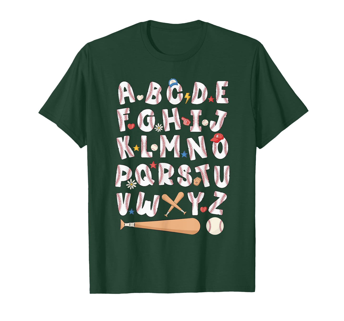 Alphabet Baseball ABCs Letters Kids Boys Girls Teacher T-Shirt