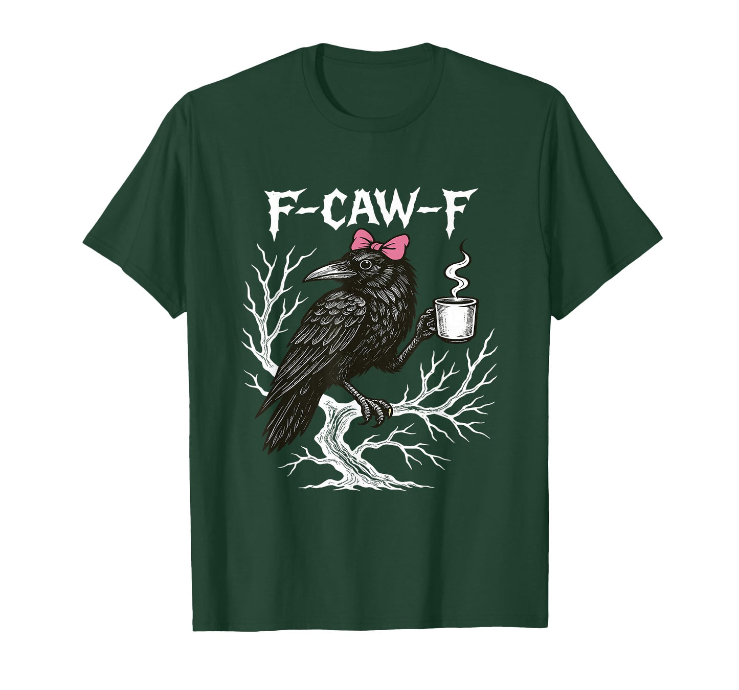 Coquette Bow Crow Raven F-CAW-F Halloween Dark Bird Spooky T-Shirt