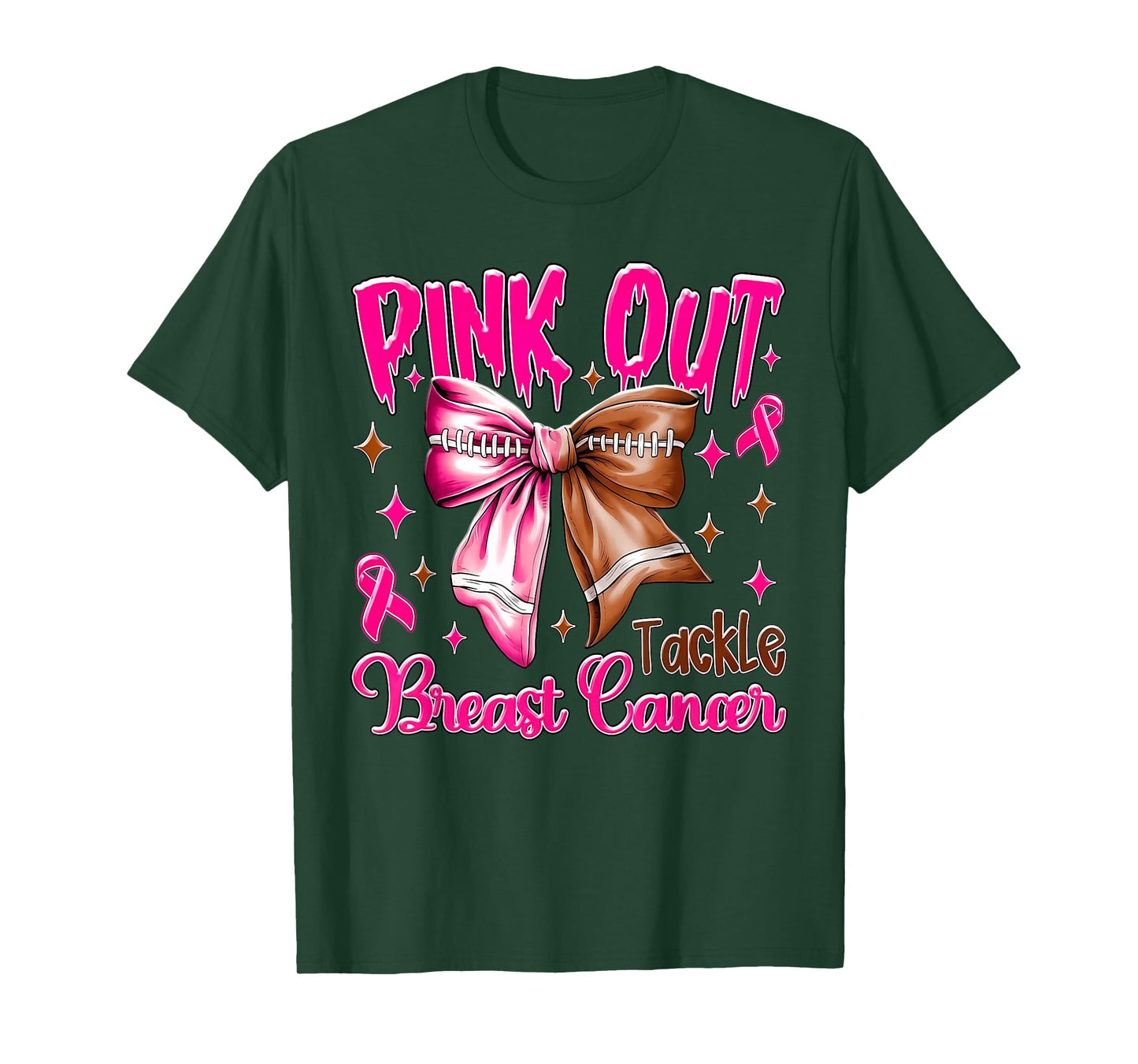 Pink Out Shirt Men Boy Kids Football Breast Cancer Awareness T-Shirt