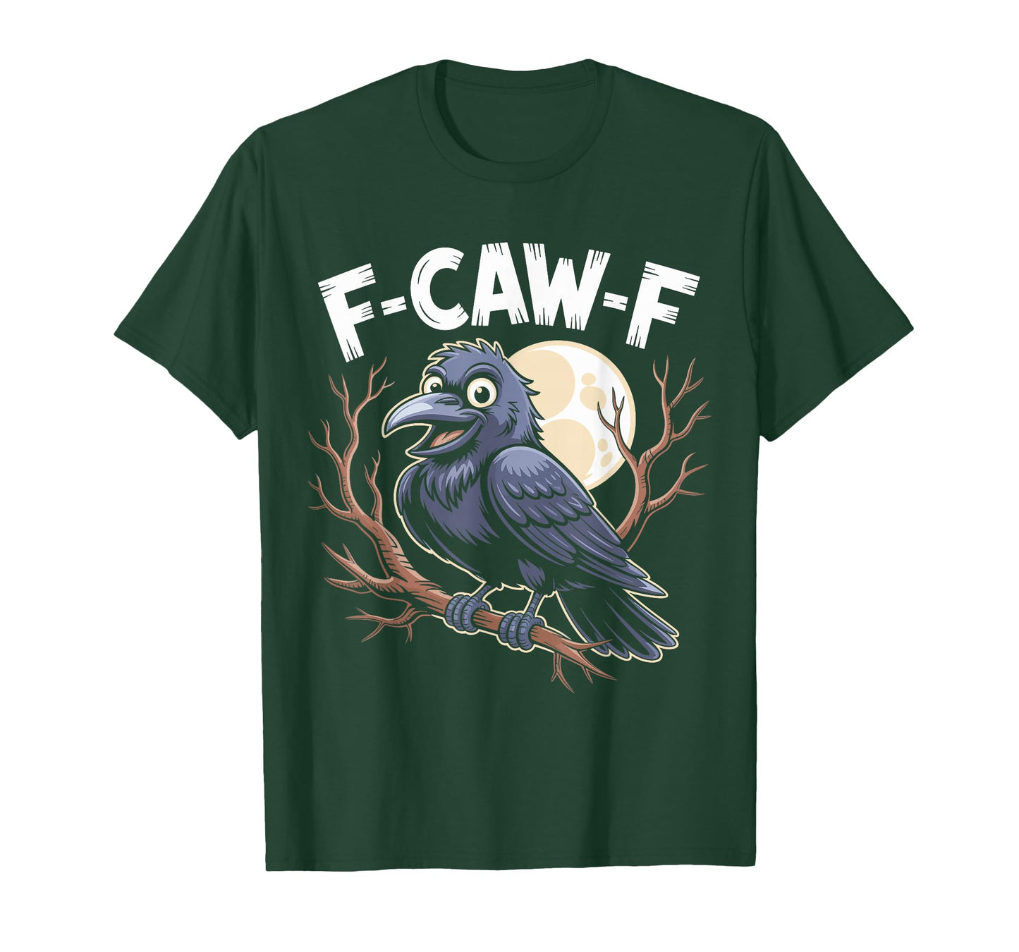 Funny Cartoon Black Crow F-Caw-F Adult Design T-Shirt